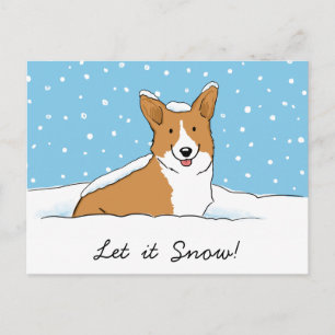 Holiday Snow Corgi with Customisable Text