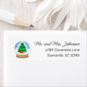Holiday Snow Globe Return Address Label