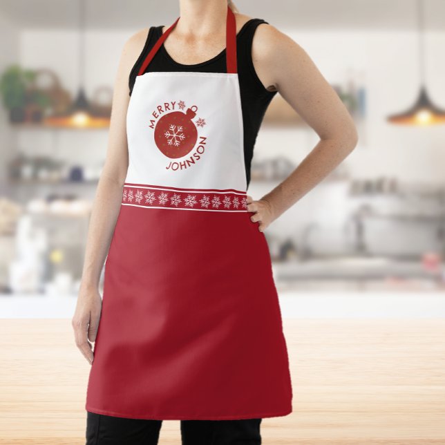 Holiday Snowflake Add Your Name Text Apron (Holiday Snowflake Apron)