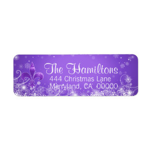 Holiday Snowflake and Purple Fleur-de-lis Labels 