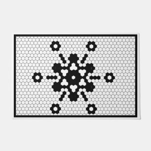 Holiday Snowflake Black and White Tile Doormat