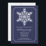 Holiday Snowflake Invitation<br><div class="desc">A stunning and crisp design featuring a snowflake against a deep blue background framed by a pencil-thin border. Perfect for a holiday party at home or business. The card is easy to customise with your wording, font, font colour and choice of six paper types. Not exactly what you're looking for?...</div>