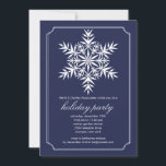 Holiday Snowflake Invitation<br><div class="desc">A stunning and crisp design featuring a snowflake against a deep blue background framed by a pencil-thin border. Perfect for a holiday party at home or business. The card is easy to customise with your wording, font, font colour and choice of six paper types. Not exactly what you're looking for?...</div>