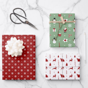 Holiday Snowflake Reindeer Santa Wrapping Paper