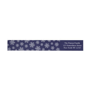 Holiday Snowflake Wraparound Label Navy