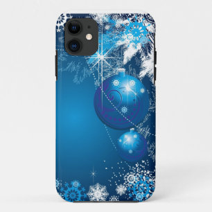 Holiday Snowflakes Ornament Blue Tree iPhone 11 Case