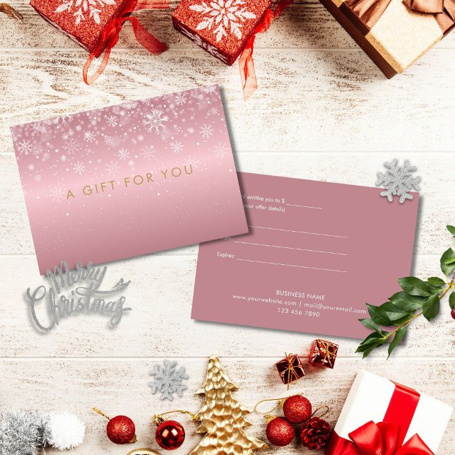 Holiday Snowflakes Rose Gold Gift Certificate (Creator Uploaded)