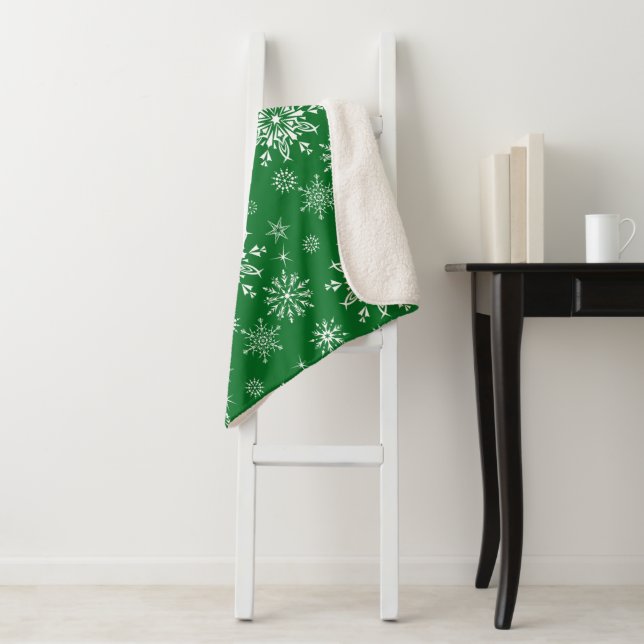 Holiday Snowflakes Sherpa Blanket (In Situ)
