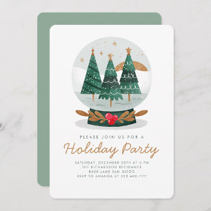 Holiday SnowGlobe Party greenery leaf invitation
