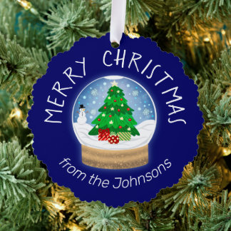 Holiday Snowglobe Tree Decoration Card
