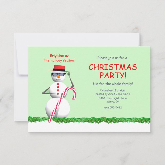 Holiday Snowman Christmas Party Invitation (Front)