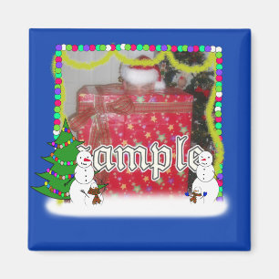Holiday Snowman Family Photo Frame Magnet