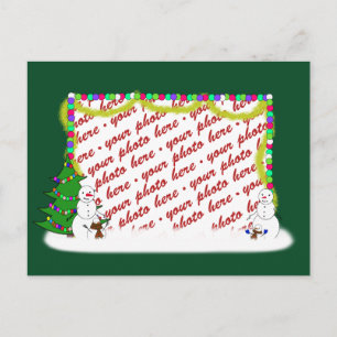 Holiday Snowman Family Photo Frame Postcard