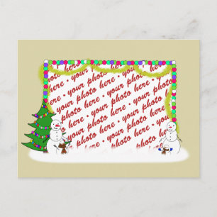 Holiday Snowman Family Photo Frame Postcard
