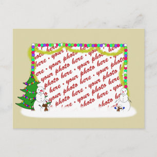 Holiday Snowman Family Photo Frame Postcard