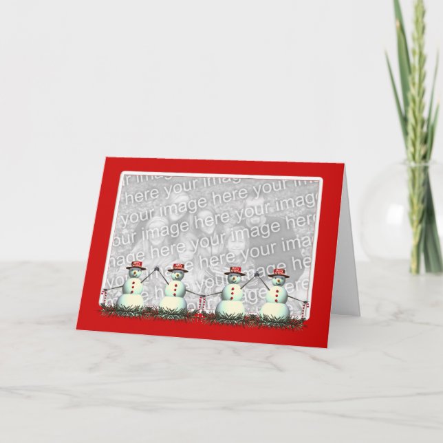 Holiday Snowman Line (photo frame) Card (Front)