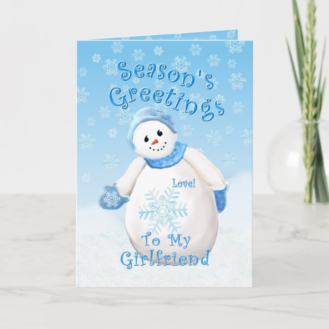 Holiday Snowman Love for Girlfriend Card (Front)