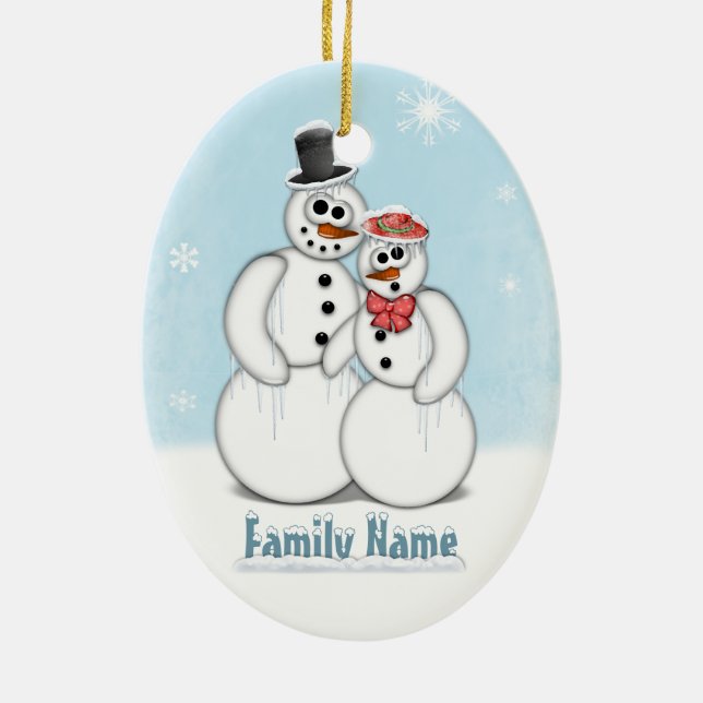Holiday Snowman Picture Ornament (Back)