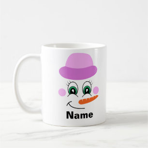 Holiday Snowman Purple Hat Custom Coffee Mug