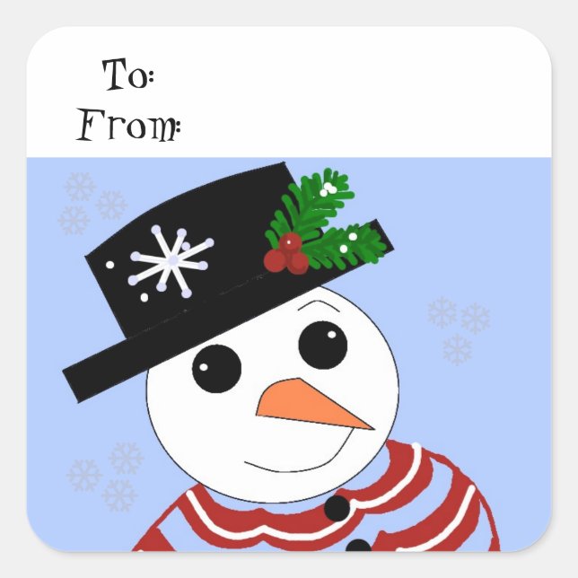 Holiday Snowman Square Sticker (Front)
