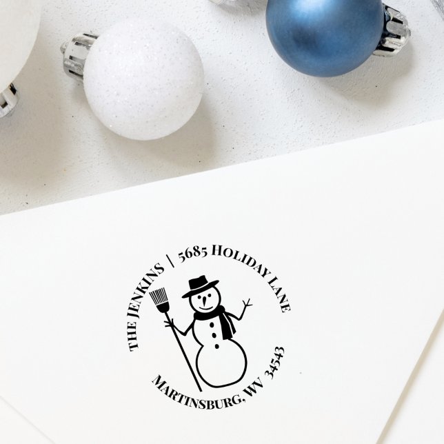 Holiday Snowman Winter Return Address Rubber Stamp (Creator Uploaded)