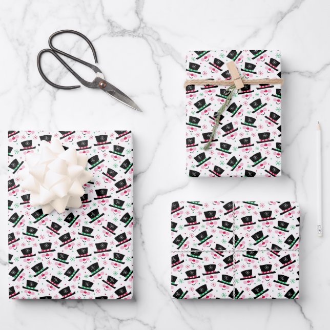 Holiday Snowman Wrapping Paper Sheets (Front)