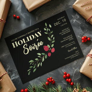 Holiday Soirée Elegant Red Holly Corporate Party