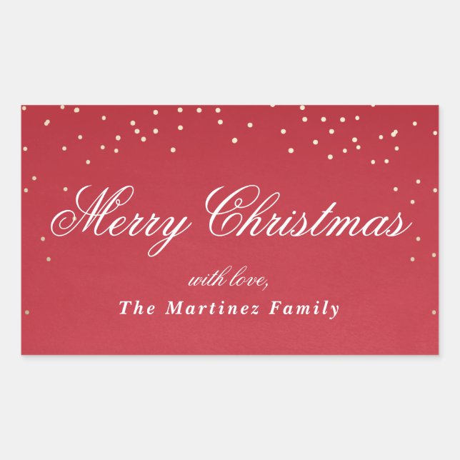 Holiday sparkle faux foil confetti dot gift label (Front)