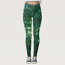 Holiday sparkle Glitz Green Glitter print Leggings