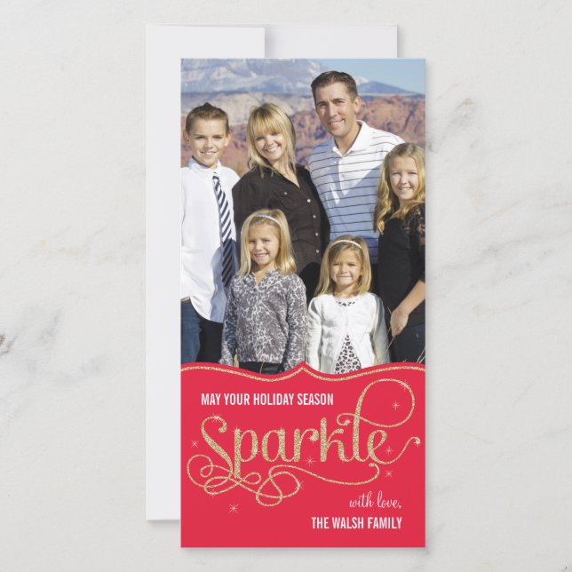 Holiday Sparkle Holiday Photo Card - Red (Front)