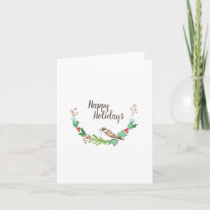 Holiday Sparrow Folded Note Card