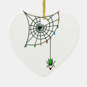 Holiday Spider Web and Lights Ceramic Tree Decoration
