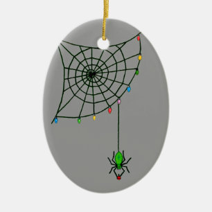 Holiday Spider Web and Lights Ceramic Tree Decoration