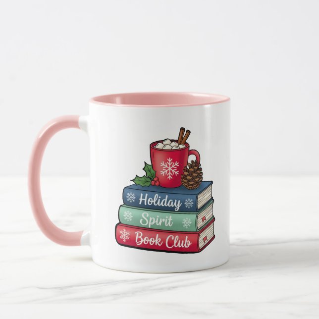 Holiday Spirit Book Club Mug | Pink (Left)