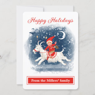 Holiday spirit fun goat ride in the snow greetings