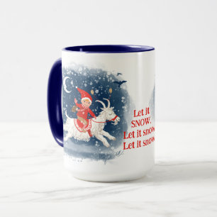 Holiday spirit fun goat ride in the snow mug