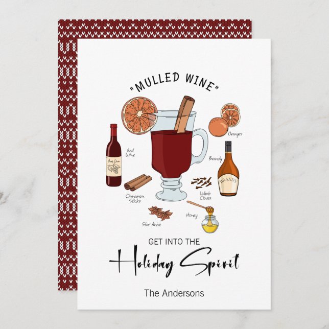 Holiday Spirit Mulled Wine Holiday Card (Front/Back)