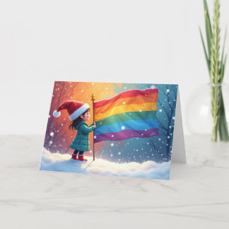 Holiday Spirit Rainbow Pride Flag Elf Card