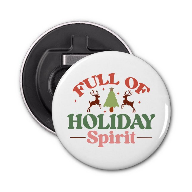 Holiday Spirit Retro Groovy Christmas Holidays Bottle Opener (Front)