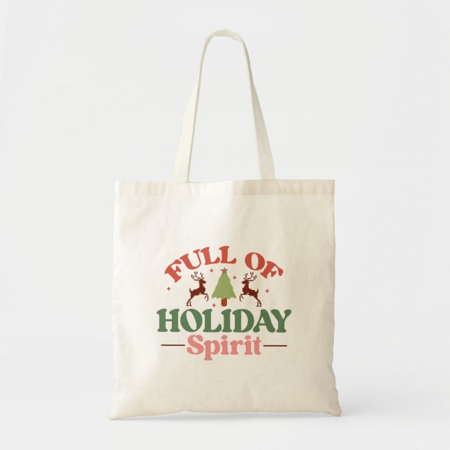 Holiday Spirit Retro Groovy Christmas Holidays Tote Bag (Front)