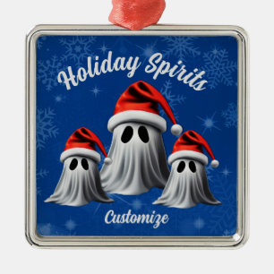 Holiday Spirits Blue Metal Ornament