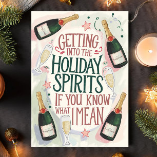 Holiday Spirits Champagne Humour Christmas Card