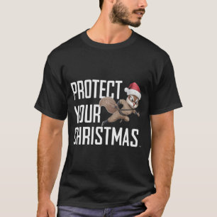 Holiday Squirrel Ninja with Santa Hat T-Shirt