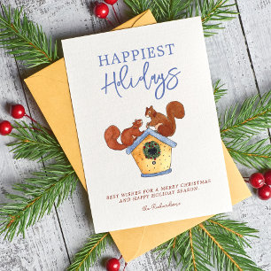 Holiday Squirrels Photo Collage Christmas Card