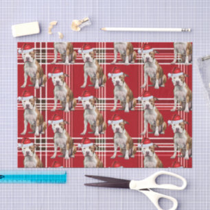 Holiday Stafforshire Dog Red Plaid Christmas Tissue Paper