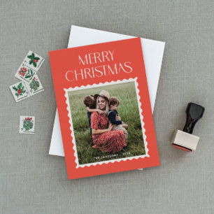 Holiday Stamp Photo Card - Holly