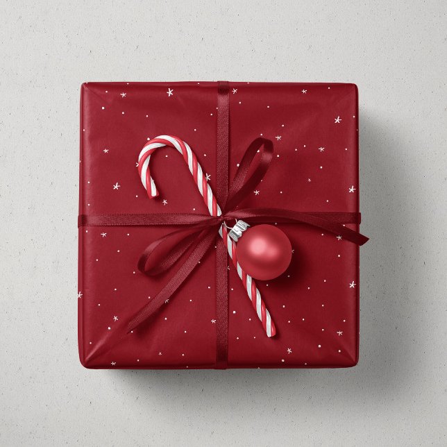 Holiday stars and dots fun red Christmas Wrapping Paper (Creator Uploaded)