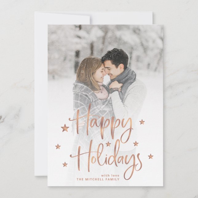 Holiday Stars | Handwritten Script and Photo Card (Front)