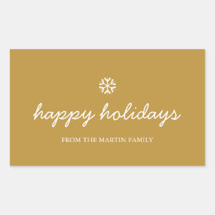 Holiday Stickers - happy holidays christmas gold