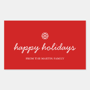 Holiday Stickers - happy holidays christmas red